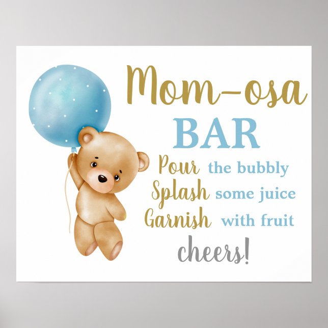 Poster Sinal de Bar Momosa Urso Azul (Frente)