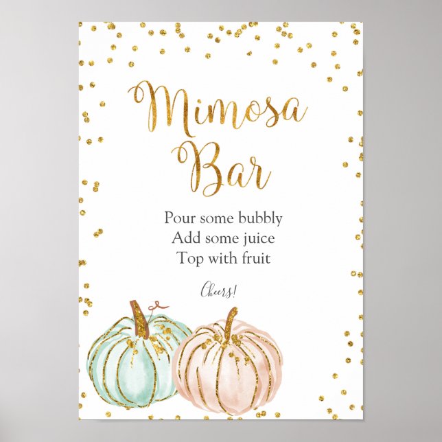Poster Sinal de Bar Pastel Pumpkin Mimosa (Frente)