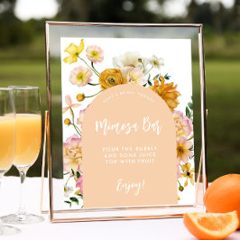 Poster Sinal de Bar Peach Floral Arch Mimosa