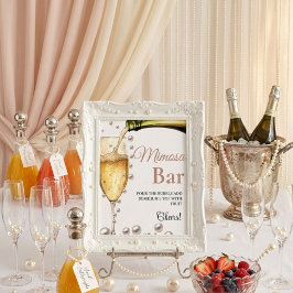 Poster Sinal de Bar Pearls & Prosecco Bachelorette Mimosa
