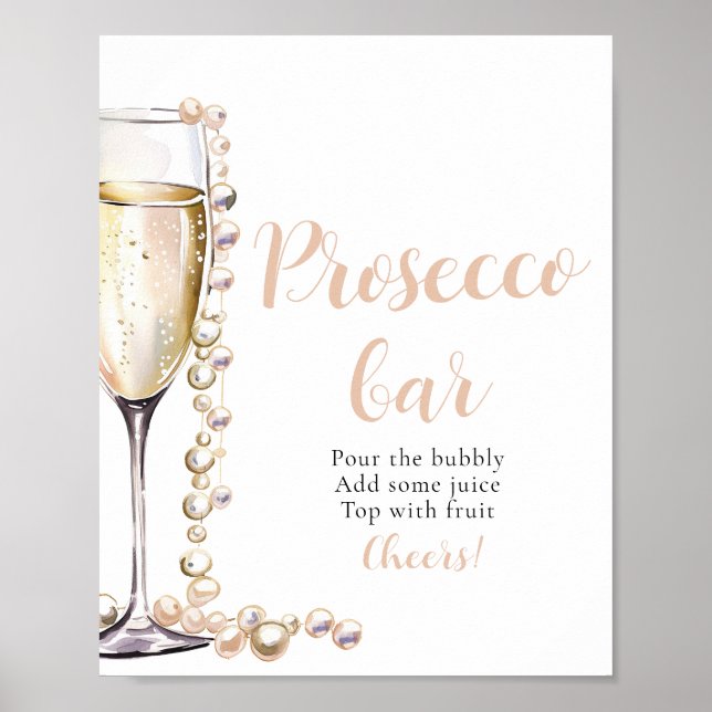 Poster Sinal de Bar Prosecco e Champagne (Frente)