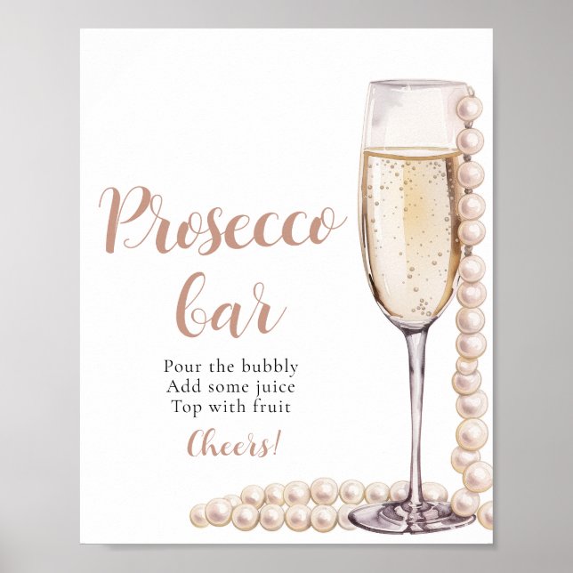 Poster Sinal de Bar Prosecco e Champagne (Frente)