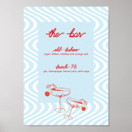 Poster Sinal de Bar Retroativo - Onda Azul