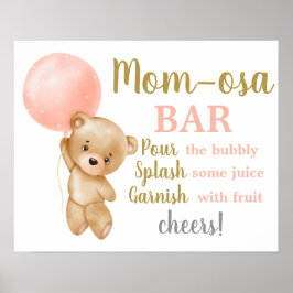 Poster Sinal de Bar Rosa Teddy Bear Momosa