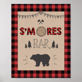 Póster Sinal de Bar S'mores Sinal de mesa Lumberjack Aniv