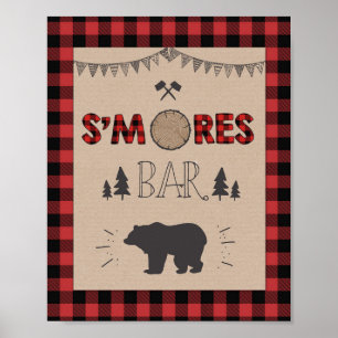 Póster Sinal de Bar S'mores Sinal de mesa Lumberjack Aniv