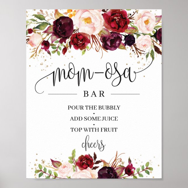 Poster Sinal de bar Trendy marsala burgundy boho-ma-osa (Frente)