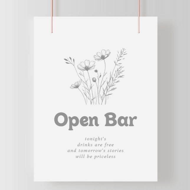 Poster Sinal de Barra Aberta de Casamento com Flor Silves (Criador carregado)