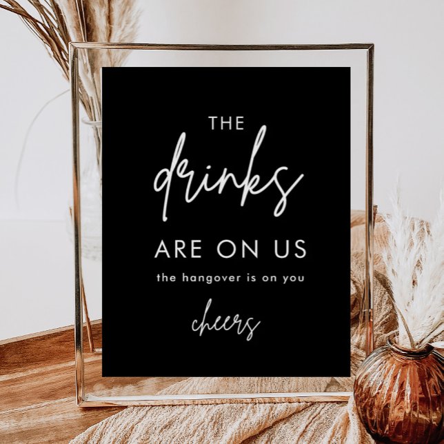 Poster Sinal de barra aberta de casamento engraçado preto (Criador carregado)