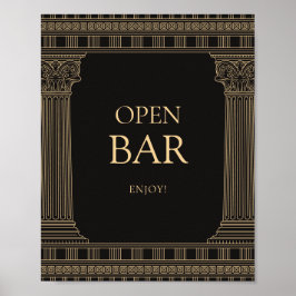 Poster Sinal de barra aberta para festa grega com CORES P