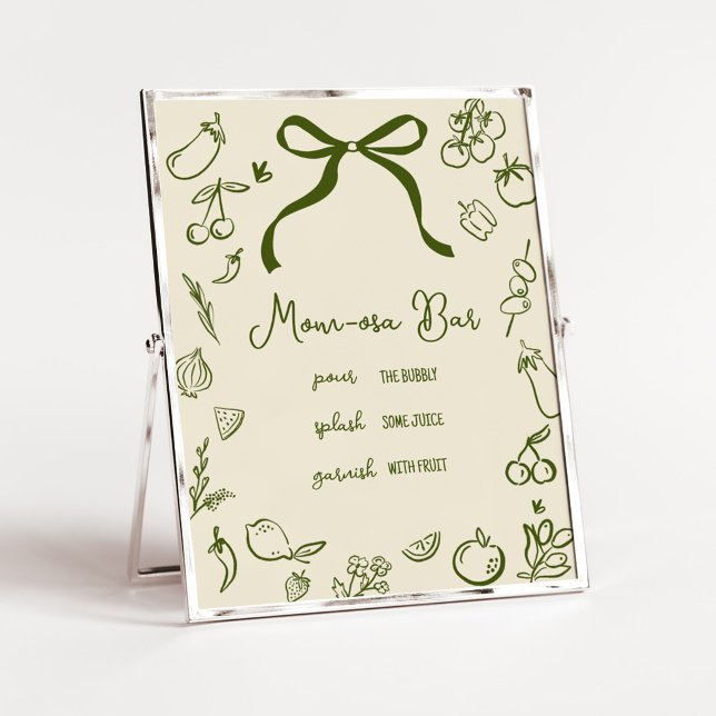 Poster Sinal de Barra da Mamãe Osa Cultivada Localmente (Locally Grown Farmers Market Baby Shower Mom Osa Bar Sign)