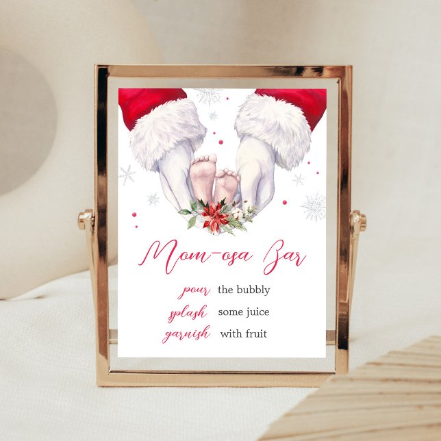 Poster Sinal de Barra da Mamãe Osa Presente de Natal (Santa Christmas Greatest Gift Baby Shower Mom Osa Bar Sign)