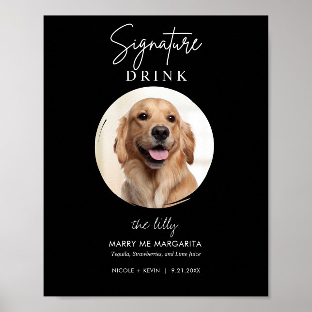 Poster Sinal de barra de bebidas de casamento de cachorro (Frente)