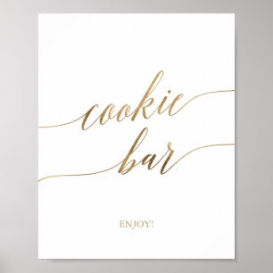 Poster Sinal de Barra de Biscoito de Caligrafia Dourada E