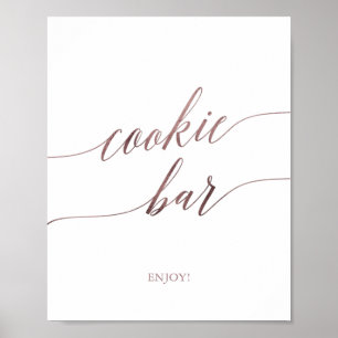 Poster Sinal de Barra de Biscoito de Caligrafia em Rosa D
