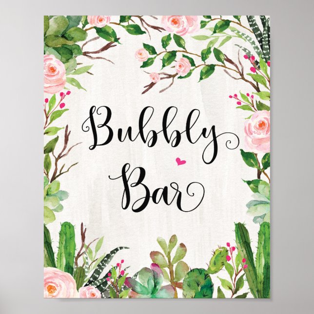 Poster Sinal de Barra de Bubbly para Chá de Bebê de Fiest (Frente)
