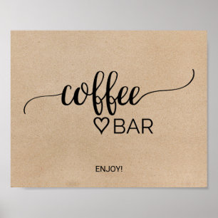 Poster Sinal de Barra de Café com Caligrafia Kraft Falsa 