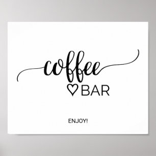 Poster Sinal de barra de café de caligrafia preta simples