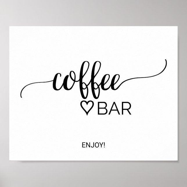 Poster Sinal de barra de café de caligrafia preta simples (Frente)