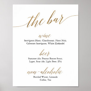 Poster Sinal de Barra de Caligrafia Elegante Dourado e Pr