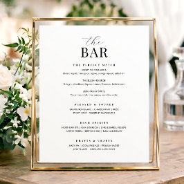 Poster Sinal de barra de casamento elegante Chic Minimali