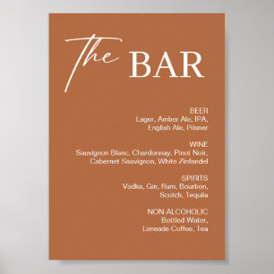 Poster Sinal de Barra de Casamento Laranja Queimada de Ou