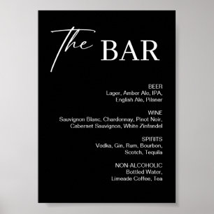 Poster Sinal de Barra de Casamento Preto Elegante