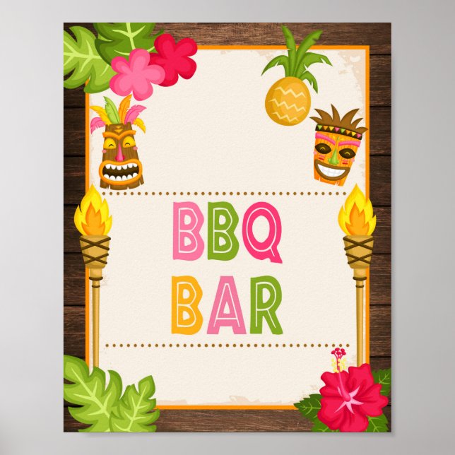 Poster Sinal de Barra de Churrasco Luau (Frente)