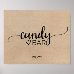Poster Sinal de Barra de Doces com Caligrafia Falsa Kraft