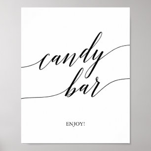 Poster Sinal de Barra de Doces de Caligrafia Preta Elegan