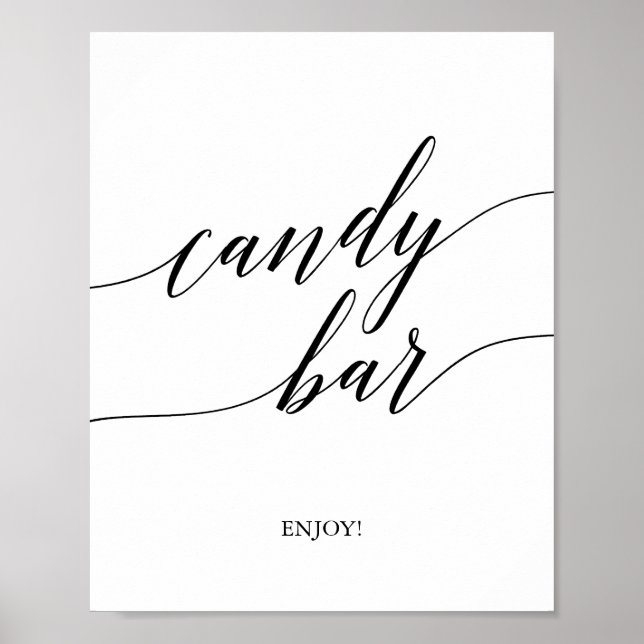 Poster Sinal de Barra de Doces de Caligrafia Preta Elegan (Frente)