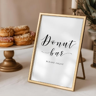 Poster Sinal de Barra de Donut de Casamento com Caligrafi