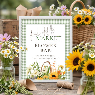 Poster Sinal de Barra de Flores do Mercado Gingham para C
