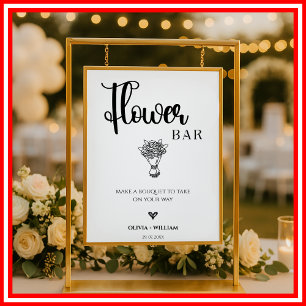 Poster Sinal de Barra de Flores para Casamento com Letra