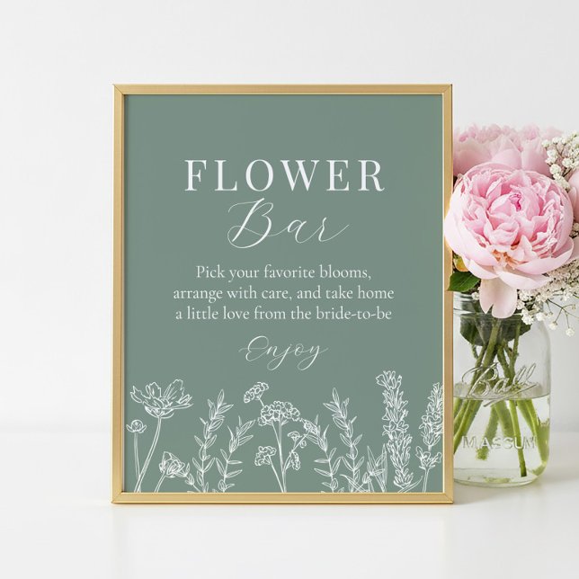Poster Sinal de Barra de Flores para Chá de Noiva com Flo (Criador carregado)