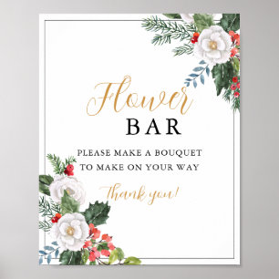 Poster Sinal de Barra de Flores para Chá de Noiva de Inve