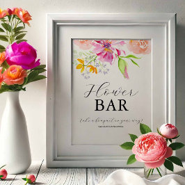 Poster Sinal de Barra de Flores para Chá de Noiva Love Is