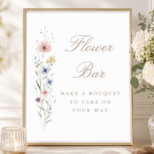 Poster Sinal de barra de flores para festa de baby shower