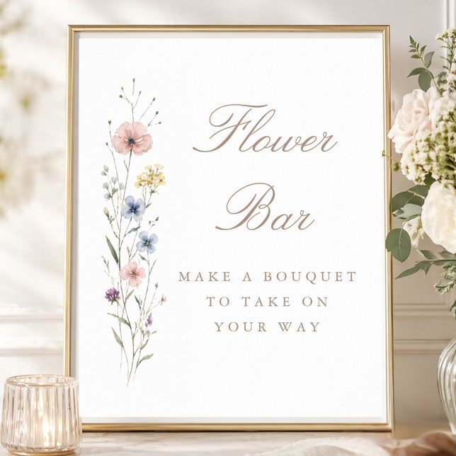 Poster Sinal de barra de flores para festa de baby shower (Criador carregado)