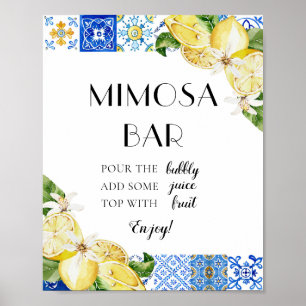Poster Sinal de barra de limão italiano azul de Positano