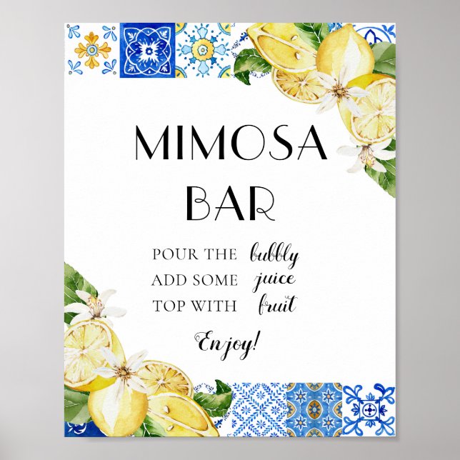 Poster Sinal de barra de limão italiano azul de Positano  (Frente)