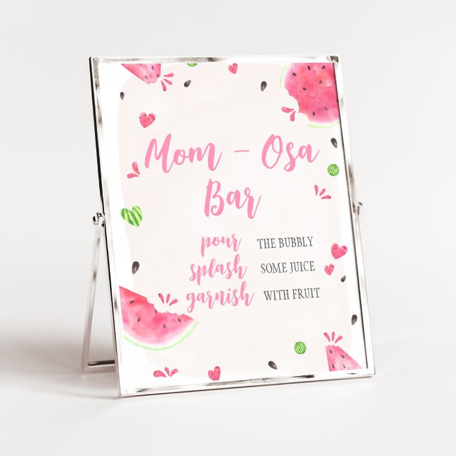 Poster Sinal de Barra de Mãe Osa para Churrasco de Bebê M (Sweet Little Baby Shower Mom Osa Bar Sign)
