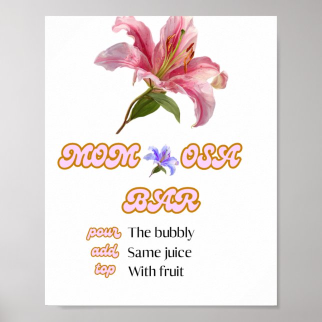 Poster Sinal de barra de mamãe floral rosa imprimível  (Frente)