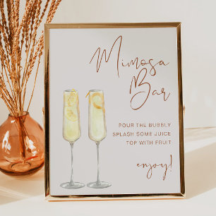 Poster Sinal de barra de Mimosa Boho Terracotta para Noiv