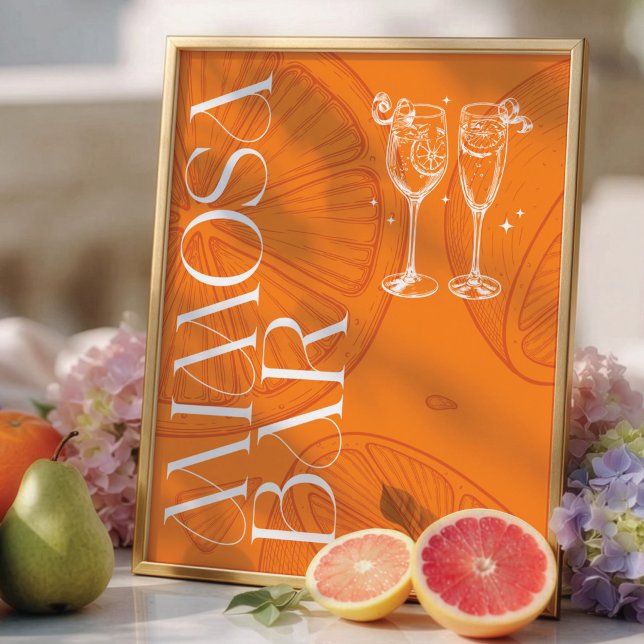 Poster Sinal de barra de Mimosa Bridal Citrino Minimalist (Criador carregado)