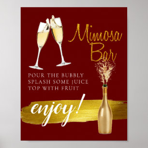 Poster Sinal de Barra de Mimosa Bridal Elegante Dourado M
