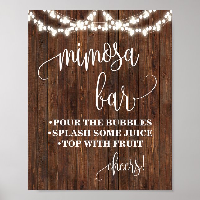 Poster Sinal de Barra de Mimosa Casamento Ocidental Chá d (Frente)