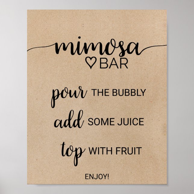 Poster Sinal de Barra de Mimosa com Caligrafia Falsa Kraf (Frente)