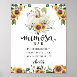 Poster Sinal de barra de Mimosa com folhagem para chá de