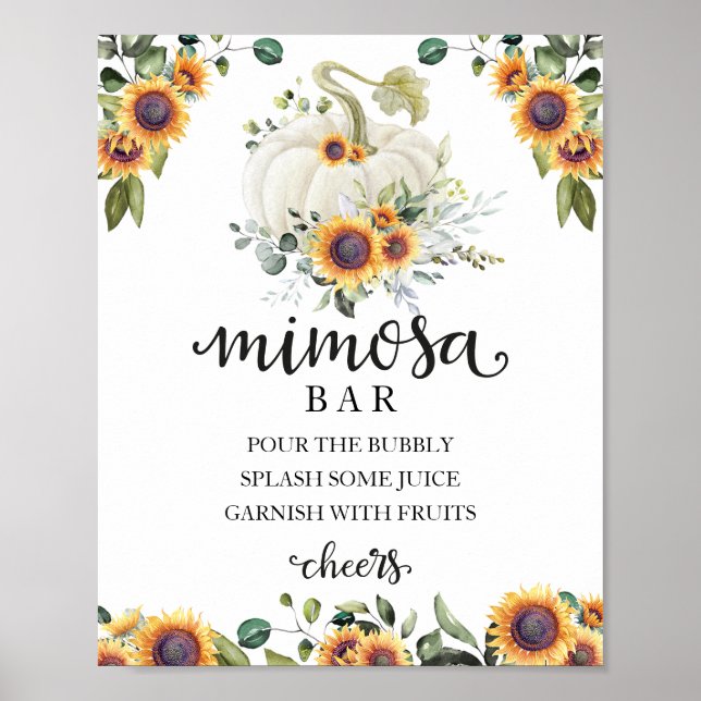 Poster Sinal de barra de Mimosa com folhagem para chá de  (Frente)